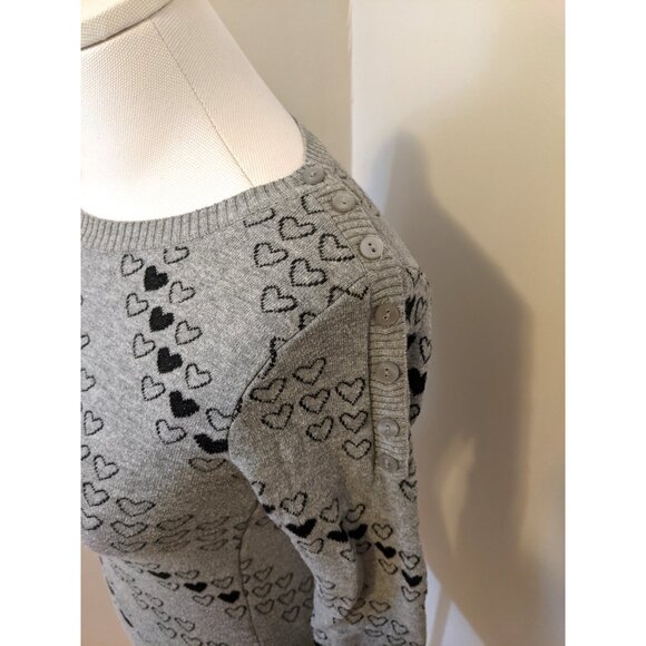 Vintage Y2K Grey Heart Sweater 3/4 Sleeve Cute Romantic Fall Crew Neck Sz S - Picture 4 of 9
